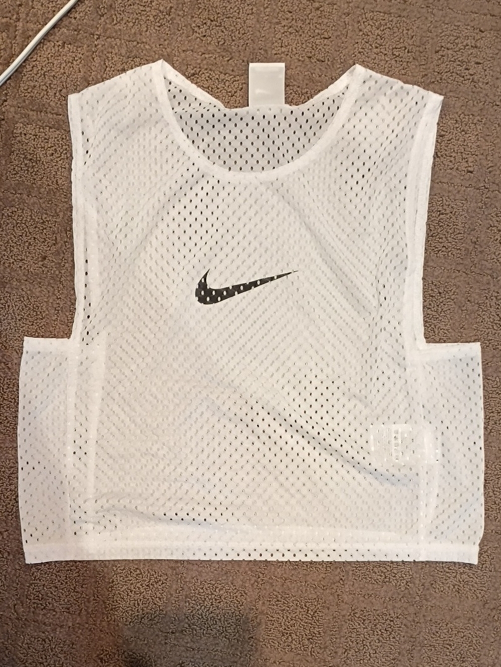 Nike White Mesh Practice Bib with Black Swoosh